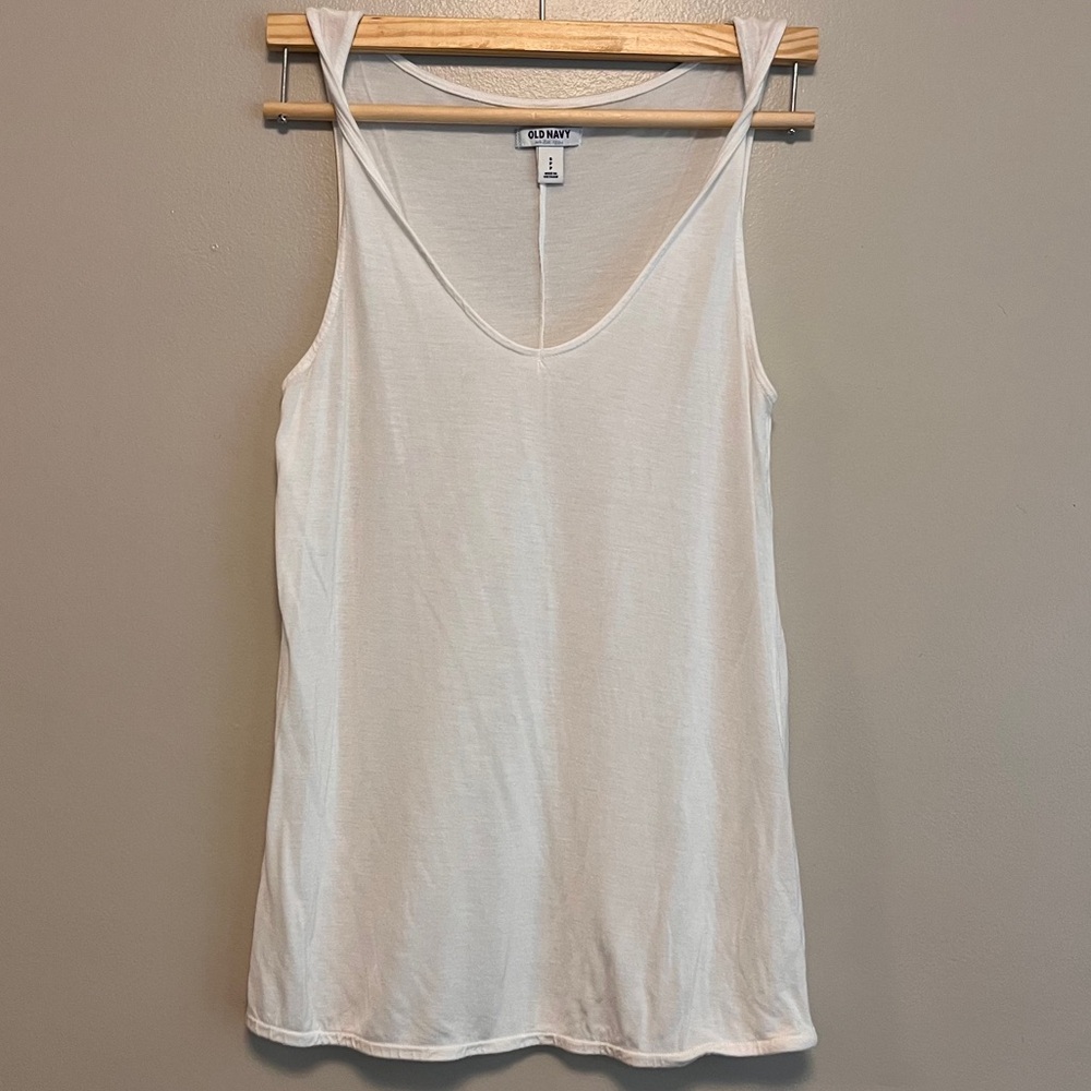 Old Navy Slightly Sheer White Tank Twisted Straps
